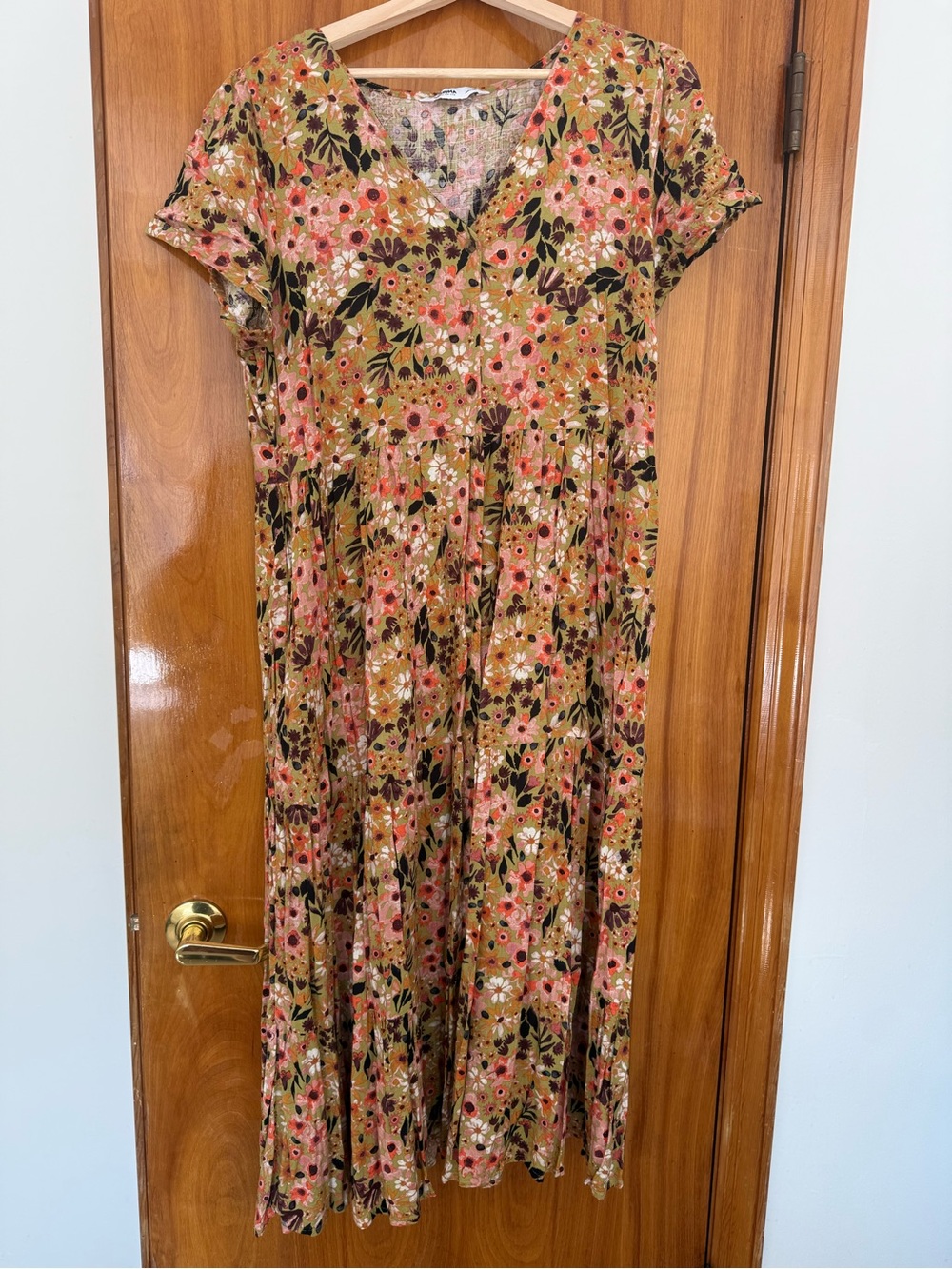 Sonoma Mustard and Pink Floral Maxi Dress